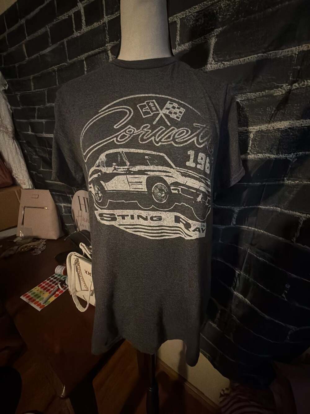 GM Chevrolet Corvette 1963 Sting Ray Graphic T-Shirt Dark Gray Small